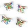 4 11x17mm White Cloisonné Butterfly Beads
